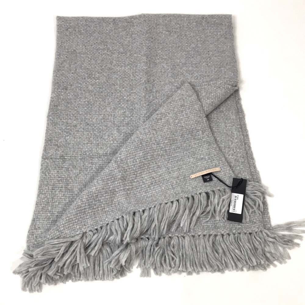 NWT Jenni Kayne Alpaca Basketweave Throw In Light Grey